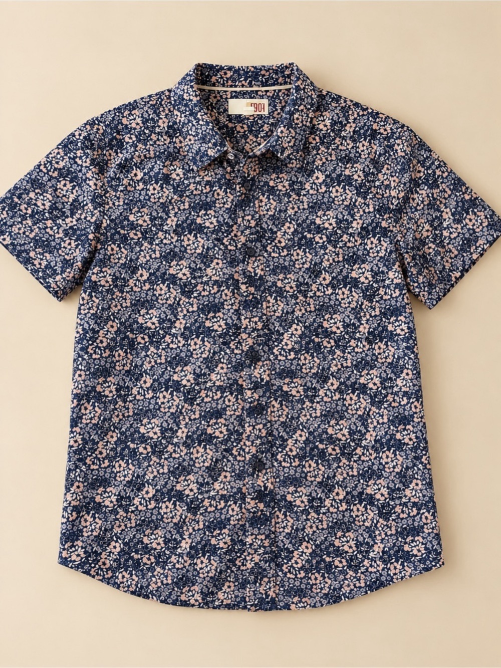 Nordstrom Men’s Floral Short Sleeve Button Up Shirt Navy Pink L
